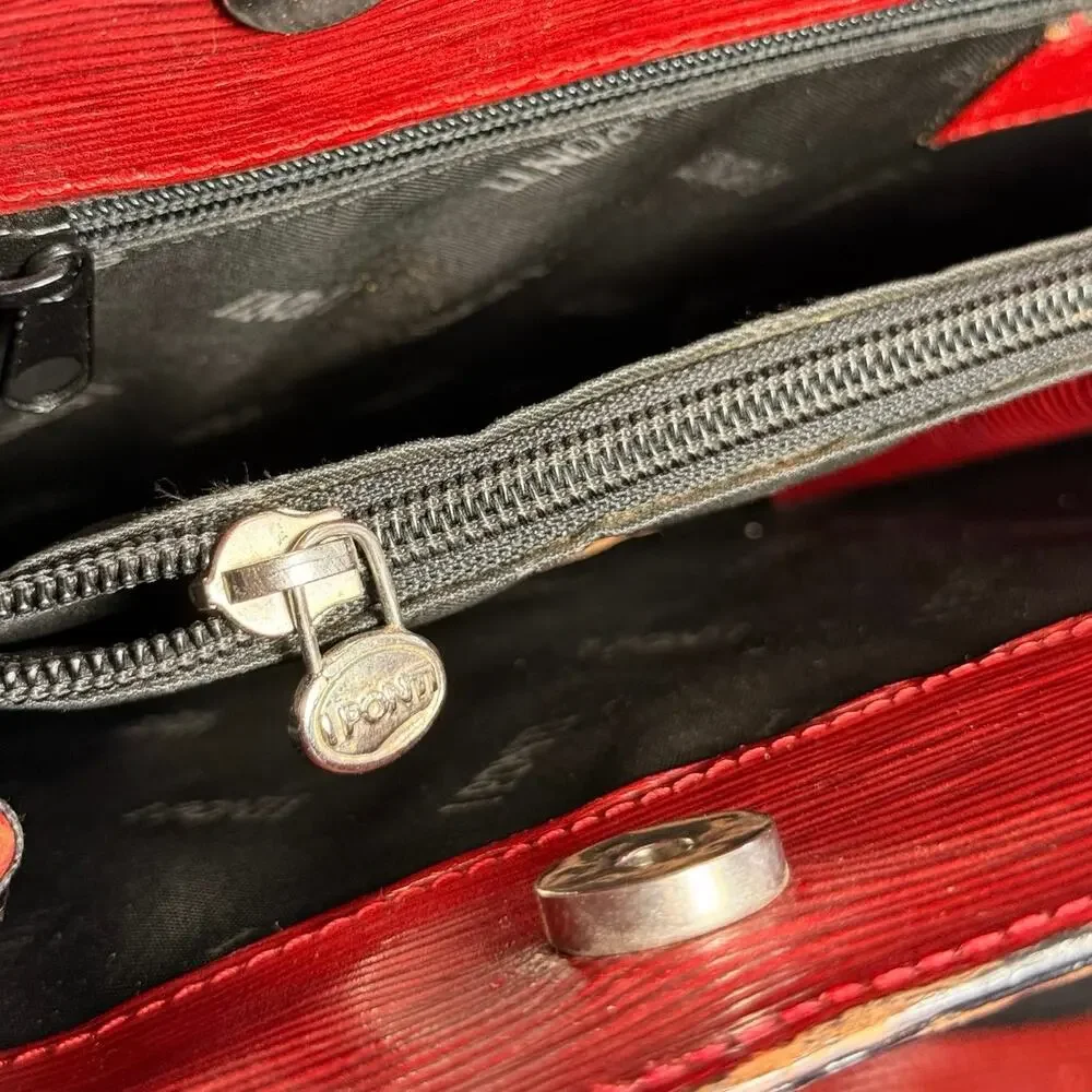 Vintage I Ponti Firenze Red Epi Leather Briefcase Bag Handbag Italy AS IS